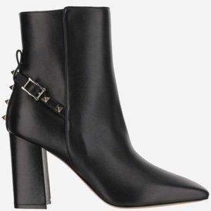 Valentino Garavani Rockstud square toe ankle boot in nappa